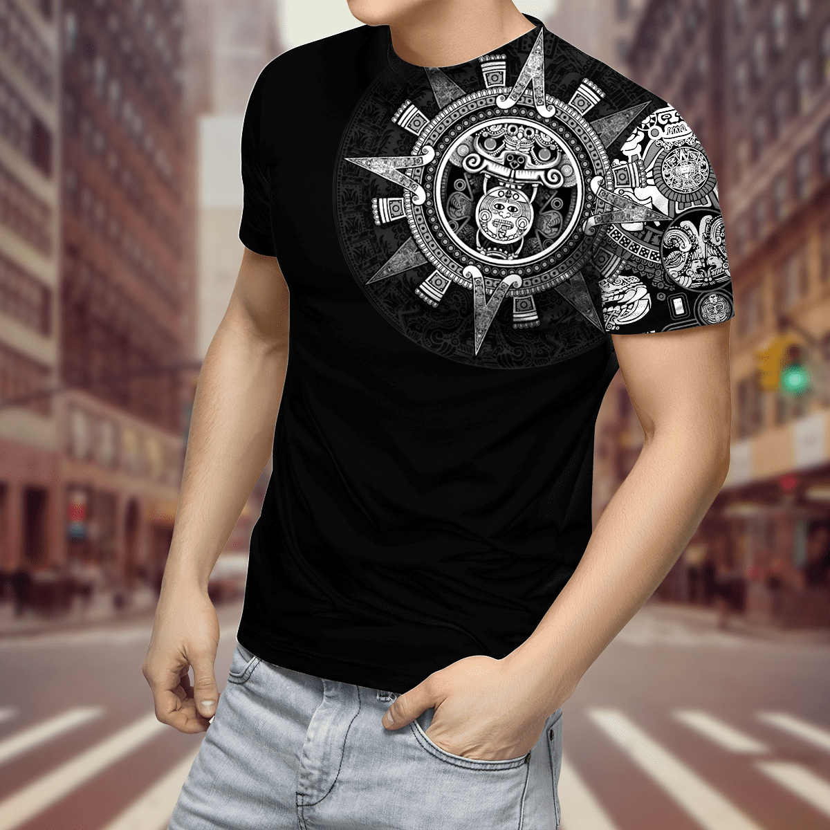 Aztec Mexican White 3D All Over Printed Unisex Shirts No4