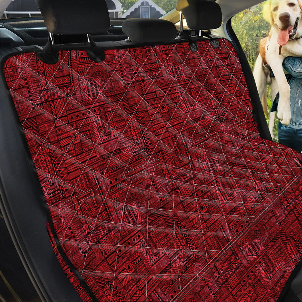 Red And Black African Ethnic Print Pet Car Back Seat Cover