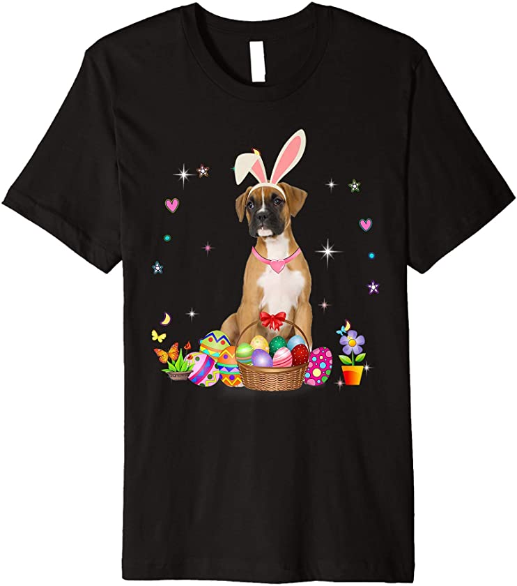 Cute Boxer Dog Easter Day Bunny Eggs Easter Costume Womens Premium T-Shirt