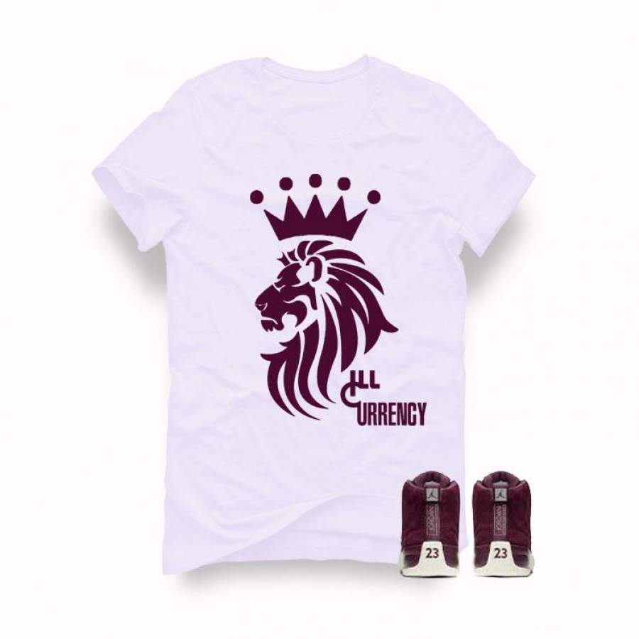 Air Jordan 12 Bordeaux white T shirt (King Lion)