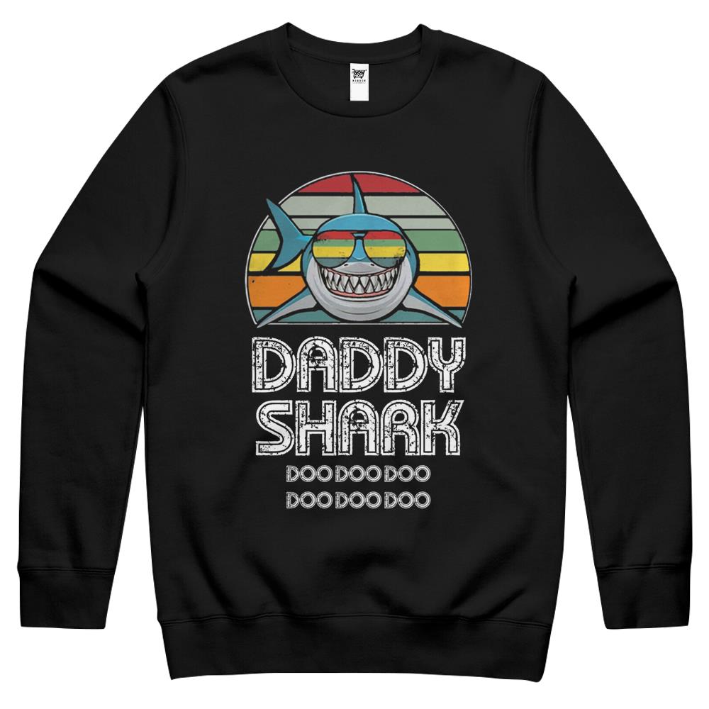 Daddy Shark Retro – For Dark Print Crewneck Sweatshirt