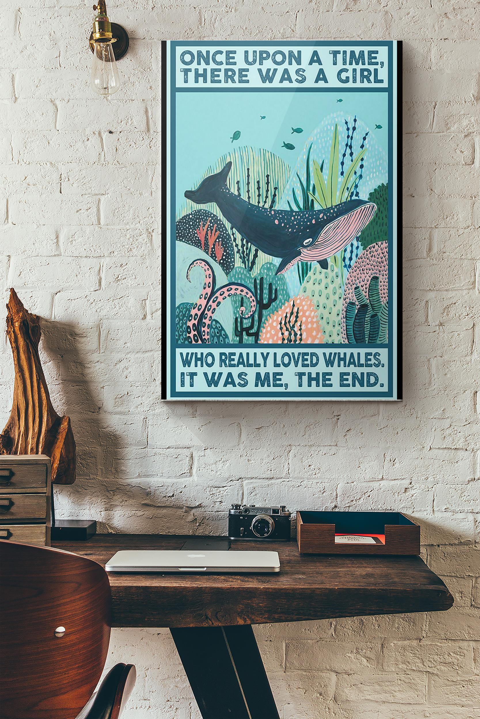 Once Upon A Time There Was A Girl Who Really Loved Whales It Was Me The End Retro Poster Wrapped Canvas