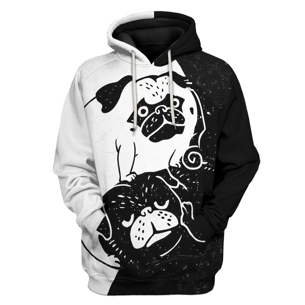 3D Pug Yin And Yang Custom Tshirt Hoodie Apparel