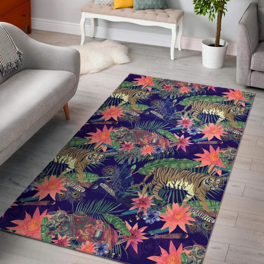 Bohemian Tiger Pattern Print Area Rug