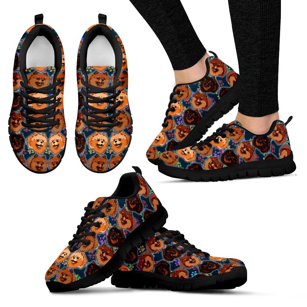 Pomeranian Puppy Pattern Sneakers