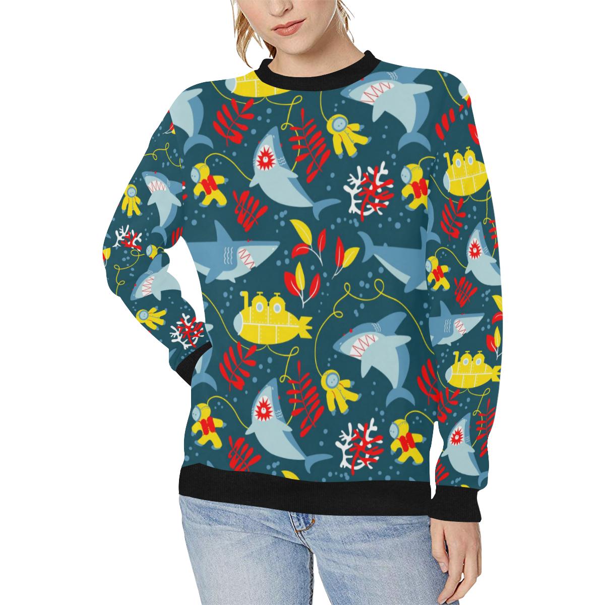 Shark Pattern Women’s Crew Neck Sweatshirt