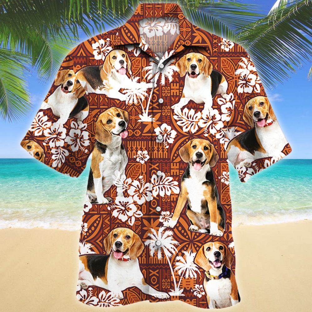 Beagle Dog Lovers Red Tribal Pattern Hawaiian Shirt Ha63652