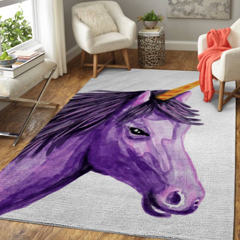 purple unicorn  – Cute Animals Area Rug Carpet