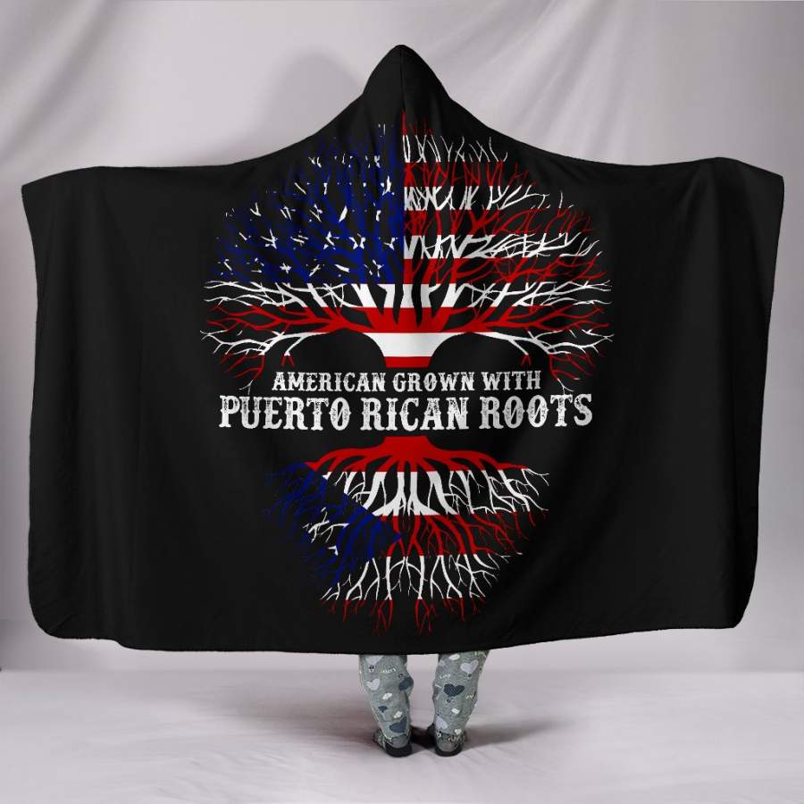 American Grown with Puerto Rican Roots Hooded Blanket