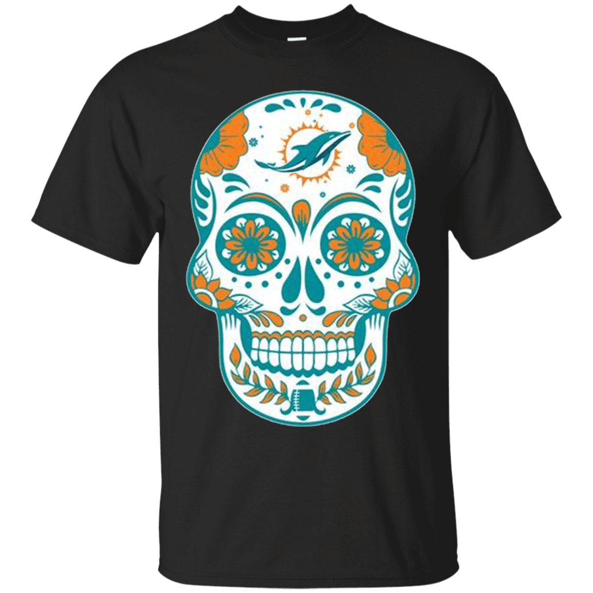 Check out this awesome Miami Dolphins Sugar Skull T shirt