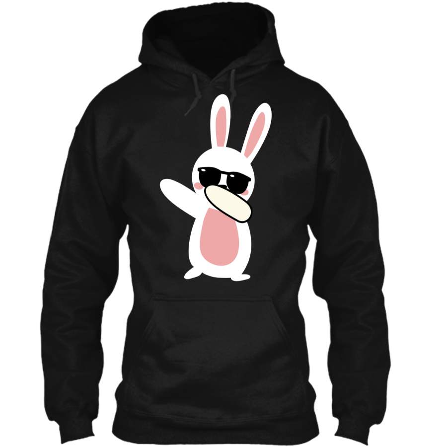 Dabbing Easter Bunny Funny Easter T-Shirt Pullover Hoodie 8 oz