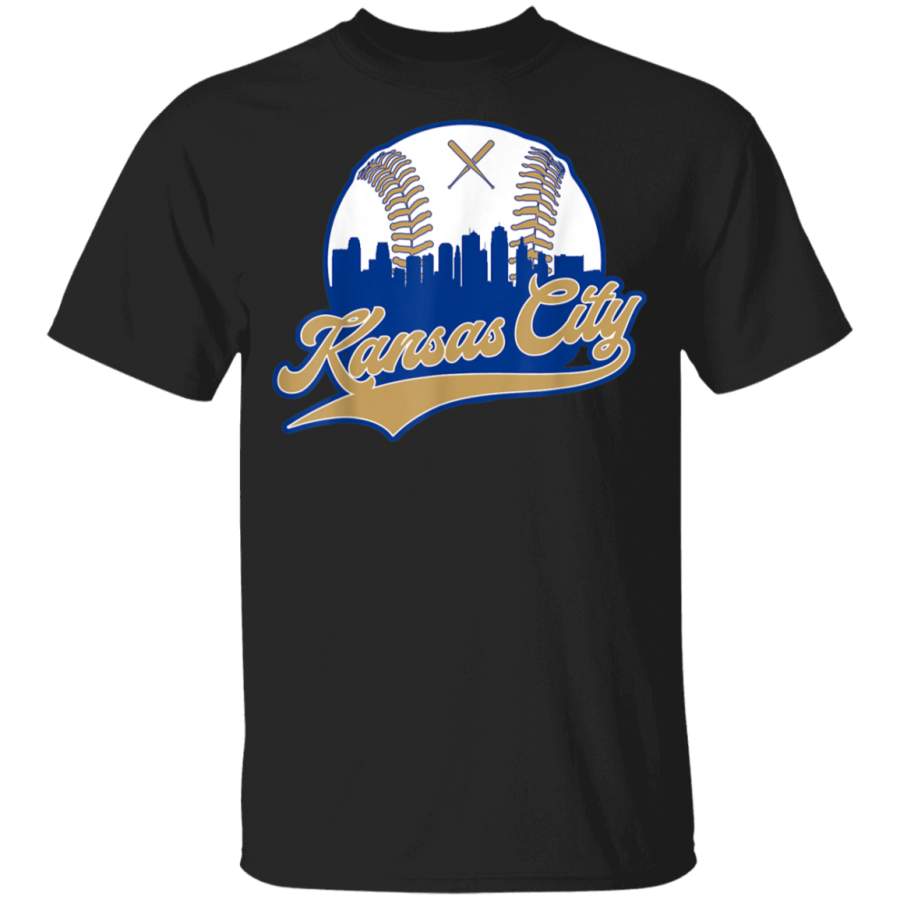 Kansas City Baseball Skyline Missouri KC Royal Blue Gift T-Shirt