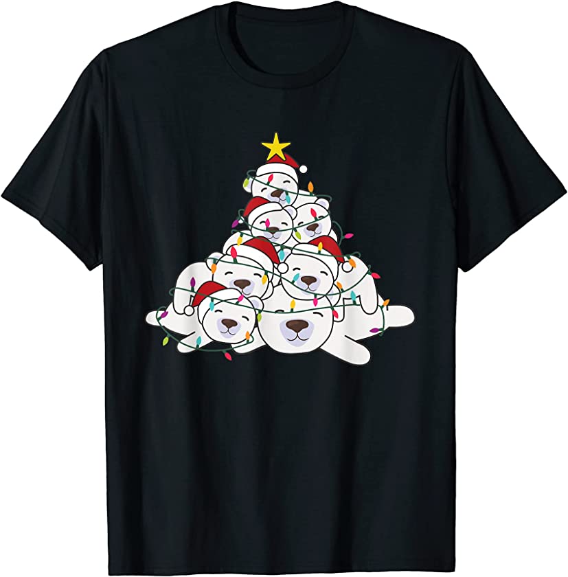 Polar Bear Christmas Tree Funny Animal Christmas Polar Bears T-Shirt