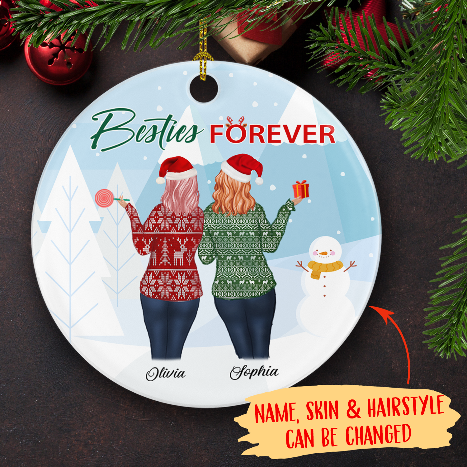 Besties Forever – Personalized Ceramic Christmas Ornaments