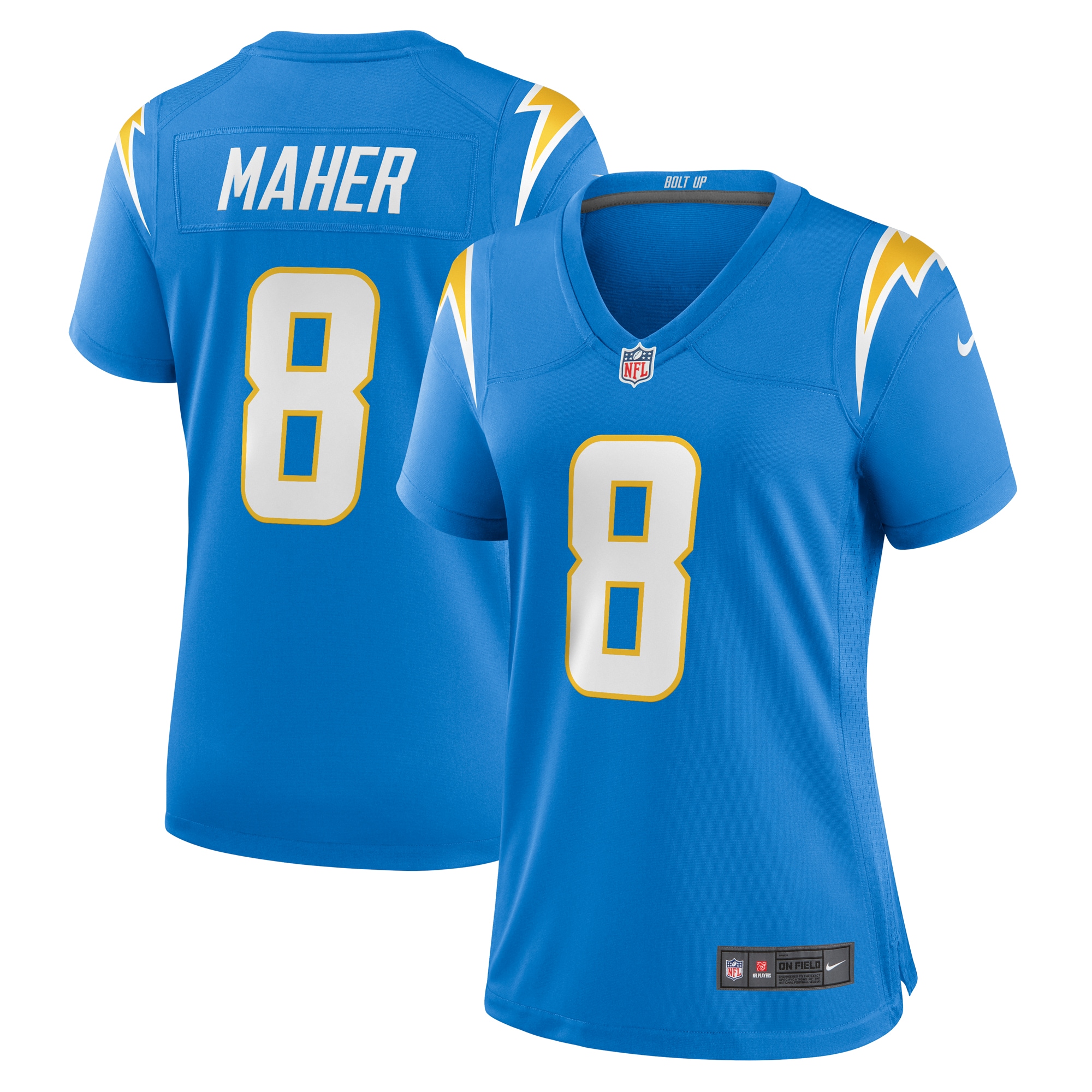 Brett Maher Los Angeles Chargers Women's Team Game Jersey – Powder Blue