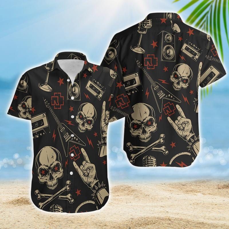 Felacia Rammstein Black Skull Hawaiian Ha94084