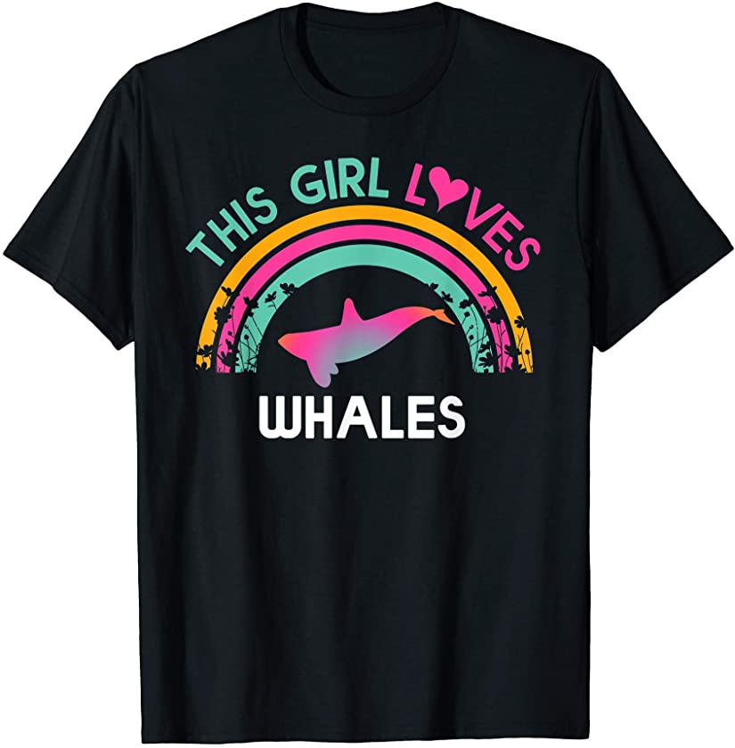 Kids this Girl Loves Whales Cute Rainbow Silhouette T-Shirt