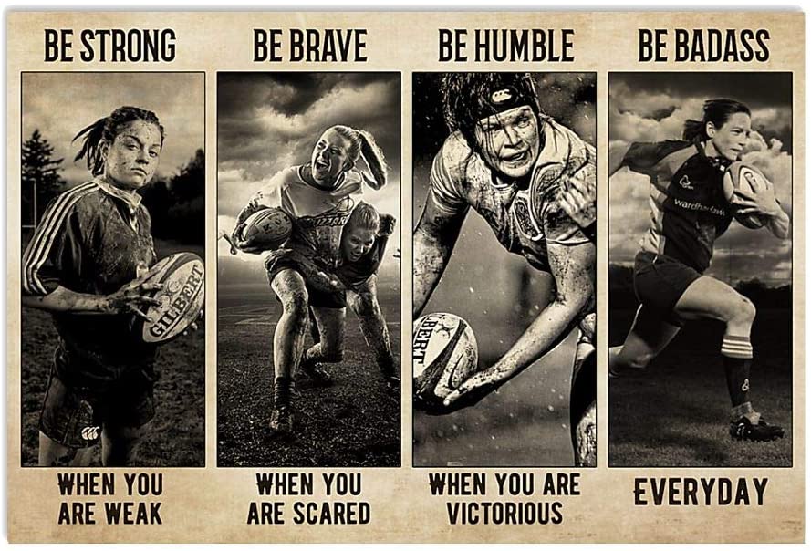 Vintage Rugby Women Be Badass Everyday Be Brave Be Strong When You Are Weak Poster Art Print      Home Decor Gift For Men Women Family Friend On Birthday Xmas