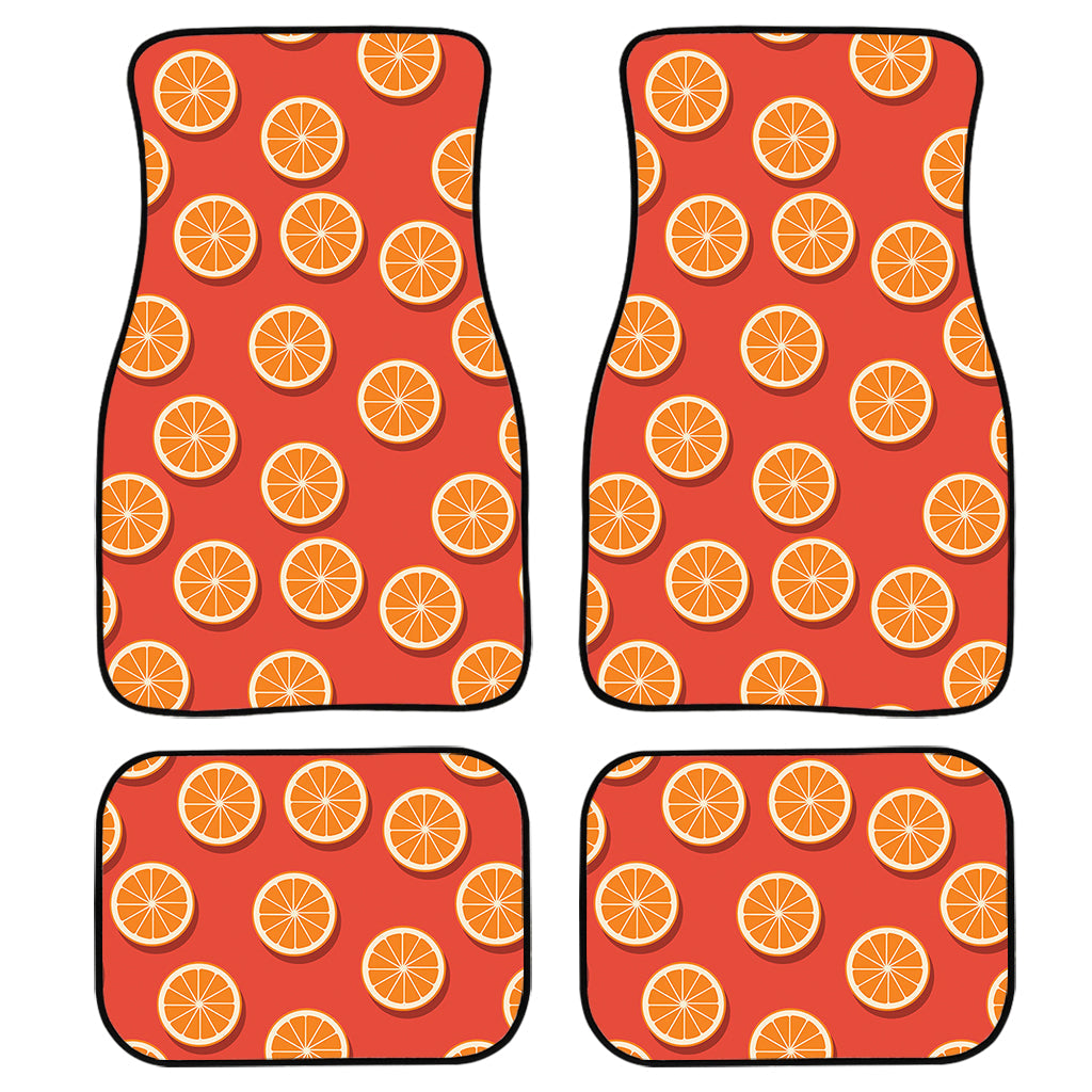 Orange Slices Pattern Print Front And Back Car Floor Mats, Front Car Mat