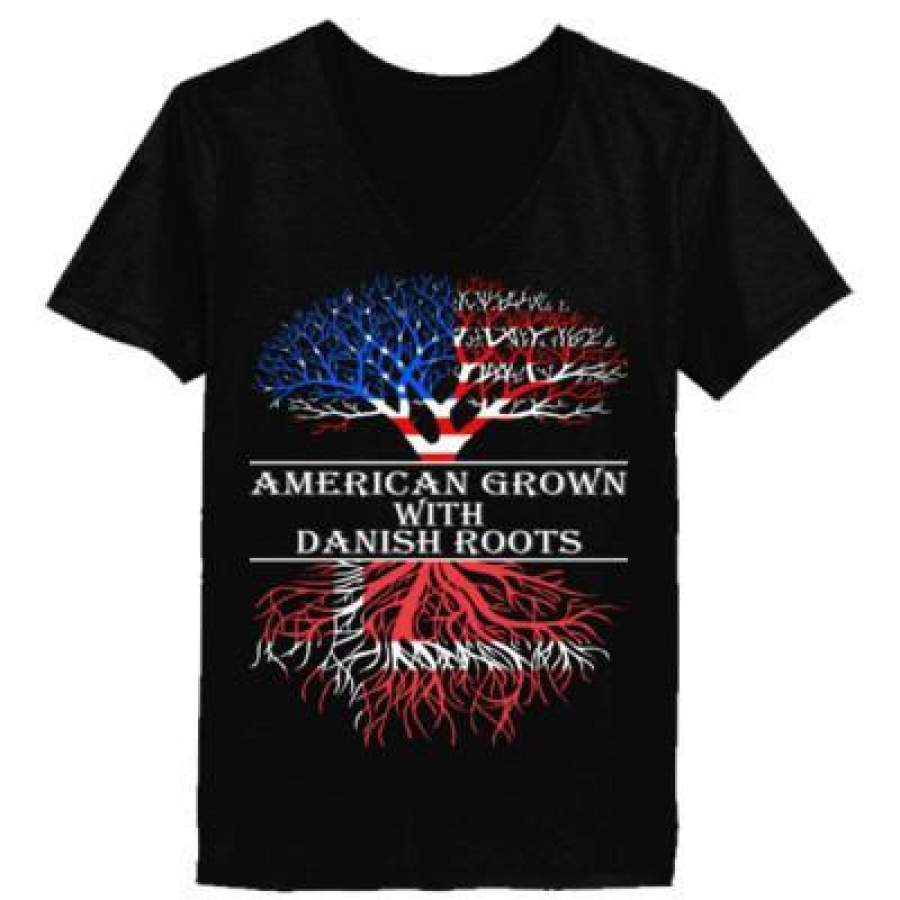 AGR American Grown With Danish Roots – Ladies’ V-Neck T-Shirt