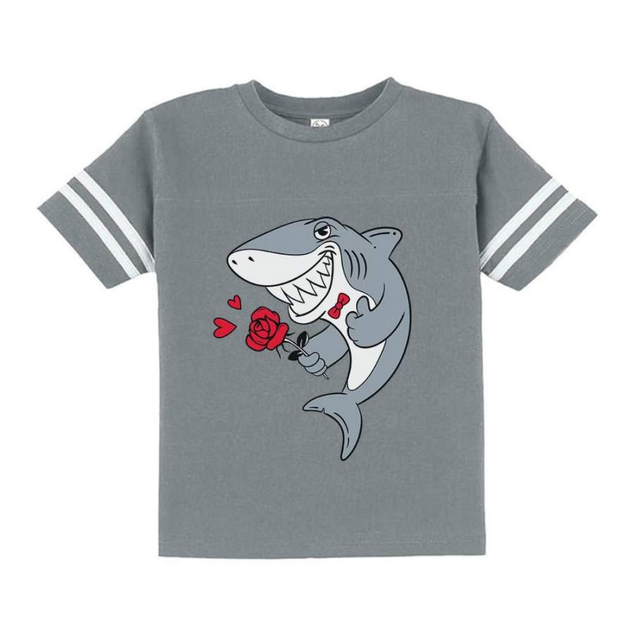 Valentine’s Day Shark with Roses Toddler Jersey T-Shirt