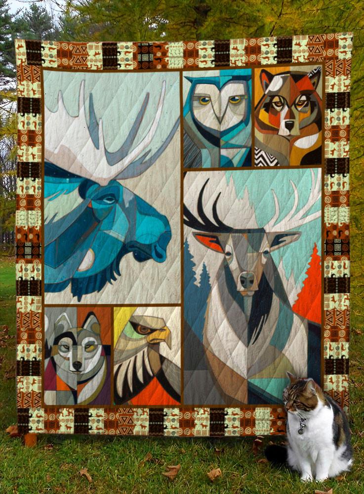 Animal Art Drawing Quilt Blanket