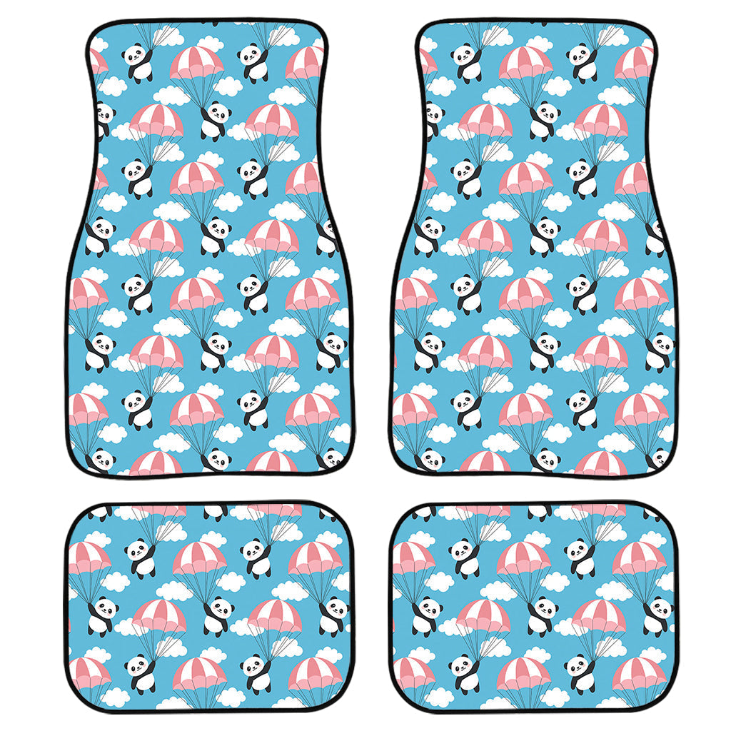 Cute Panda And Parachute Pattern Print Front And Back Car Floor Mats, Front Car Mat