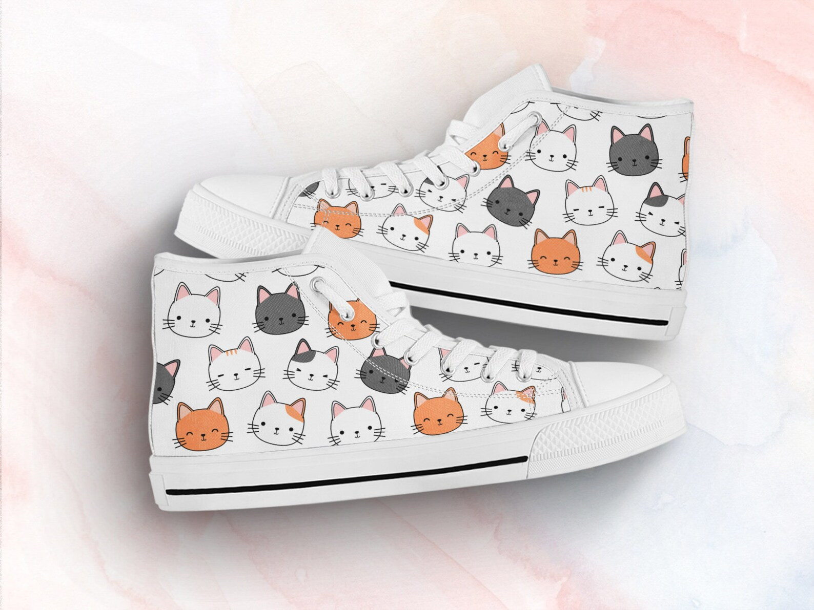 Cute Kitten High Top Shoes