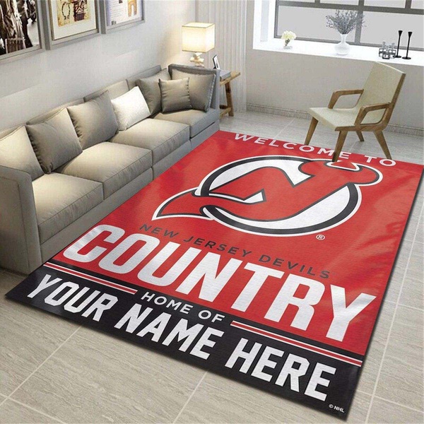 New Jersey Devils Personalized Rug, Living Room Bedroom Carpet, Customized Floor Mat