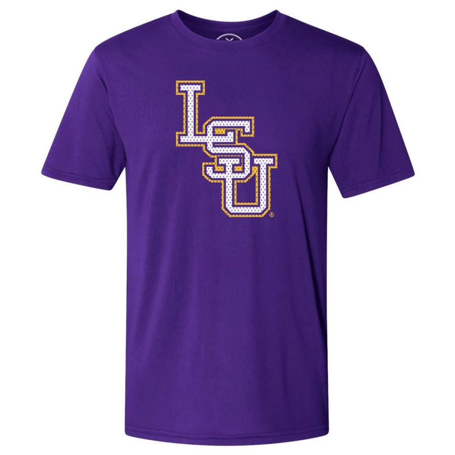 B&B Dry Goods LSU Tigers Baseball Mesh Interlock Performance Short Sleeve T-Shirt – Purple