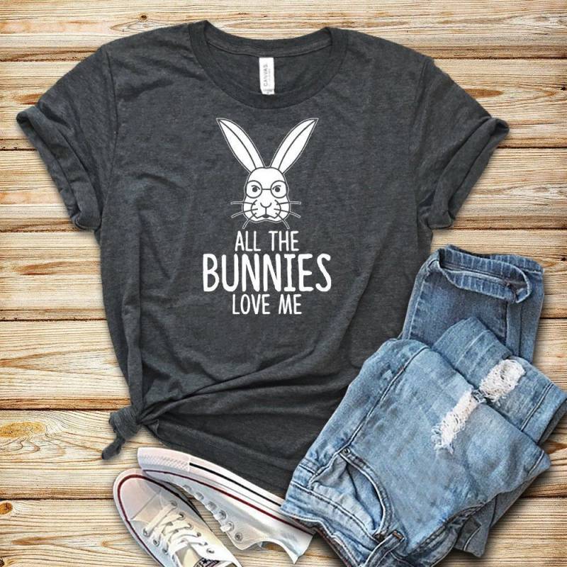 Crushtee Easter All The Bunnies Love Me Shirt Tank Top Hoodie Rabbit Shirt Bunny Shirt Rabbit Lover Gift Easter Shirt Rabbit Gift Long Sleeve Hoodie