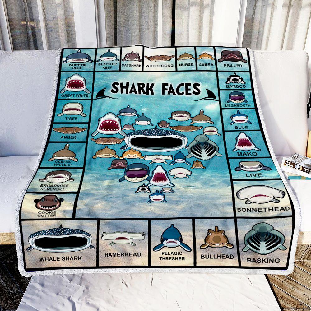 Shark Face 1 Fleece Blanket – Quilt Blanket