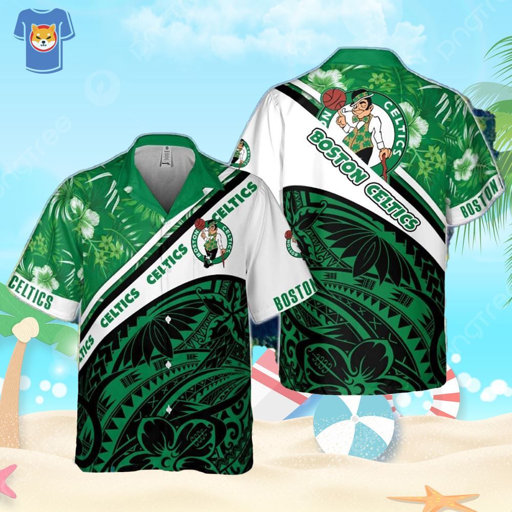 Boston Celtics Polynesian Pattern National National Basketball Association Hawaiian Shirt