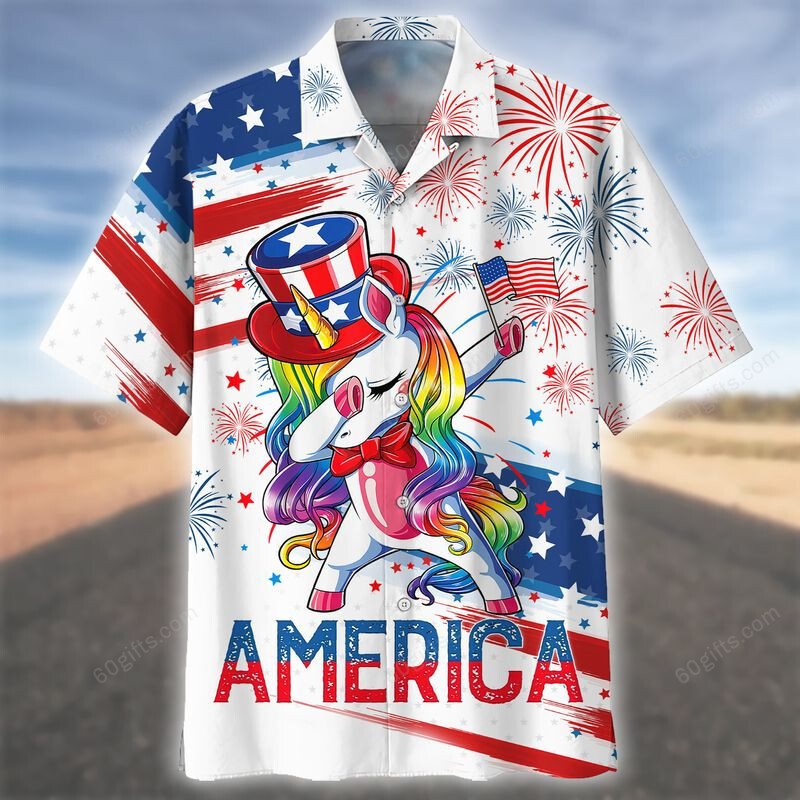 3D Hawaiian Shirt, Hoodie, Zip Hoodie, Hoodie Dress, Sweatshirt Cute Unicorn Independence Day Usa All Over Print