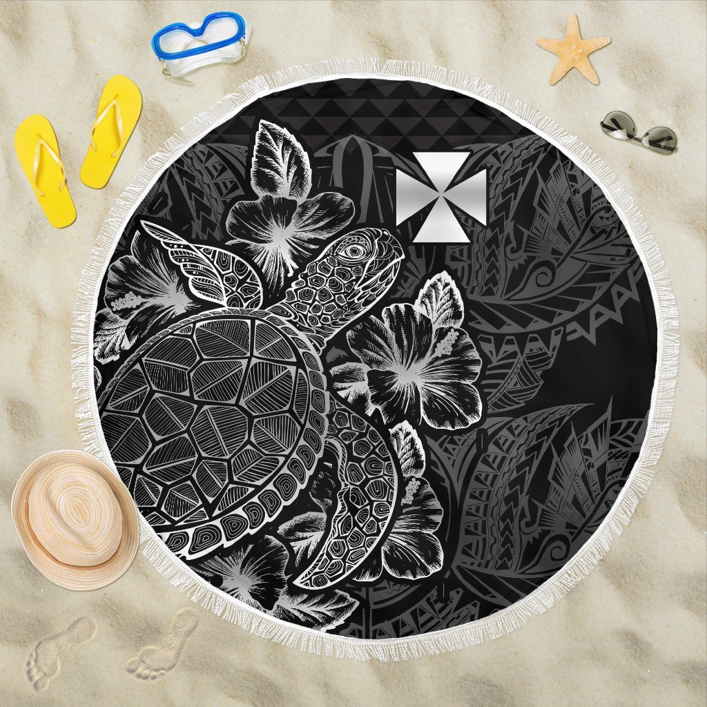 Wallis And Futuna Polynesia Beach Blanket Turtle Hibiscus Black – BN39