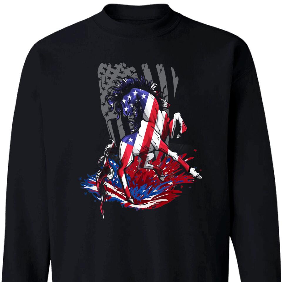 Horse American Flag, Best Gift For Horse Lovers Sweatshirt