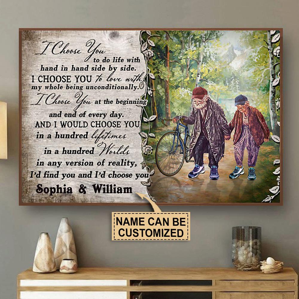 Personalized Canvas, Custom Canvas Prints Cycling Couple I Choose You Customized Poster Print, Canvas Poster Wall Art, Canvas Print Wall Decor
