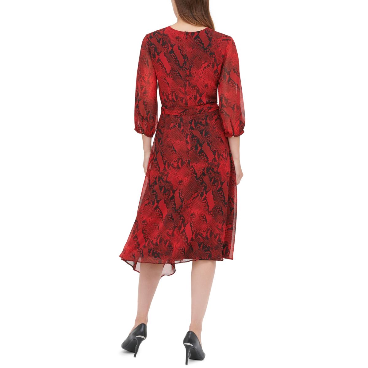 Womens Animal Print V-Neck Wrap Dress