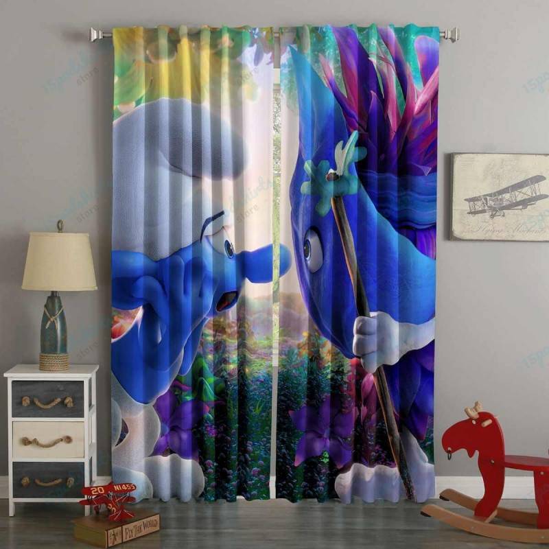 3D Printed Smurfs The Lost Village Style Custom Living Room Curtains