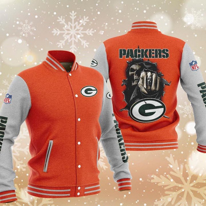 Green Bay Packers Orange Grey Hades Boxing Baseball Jacket