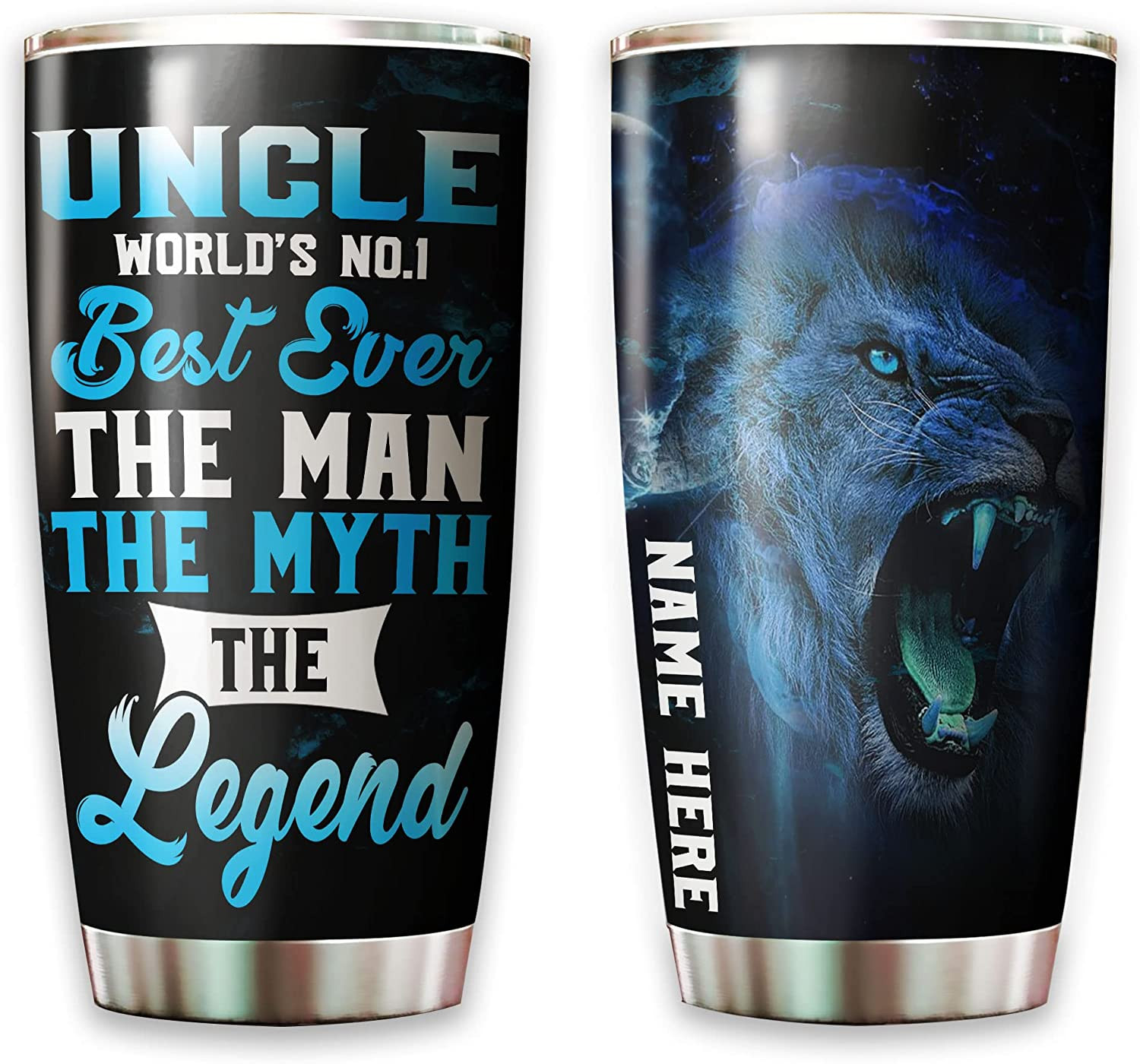 Uncle Tumbler Lion Uncle The Man The Myth The Legend Tumbler With Name Fathers Day Present For Men From Niece Personalized Best Uncle Ever Stainless Steel Coffee Tumblers