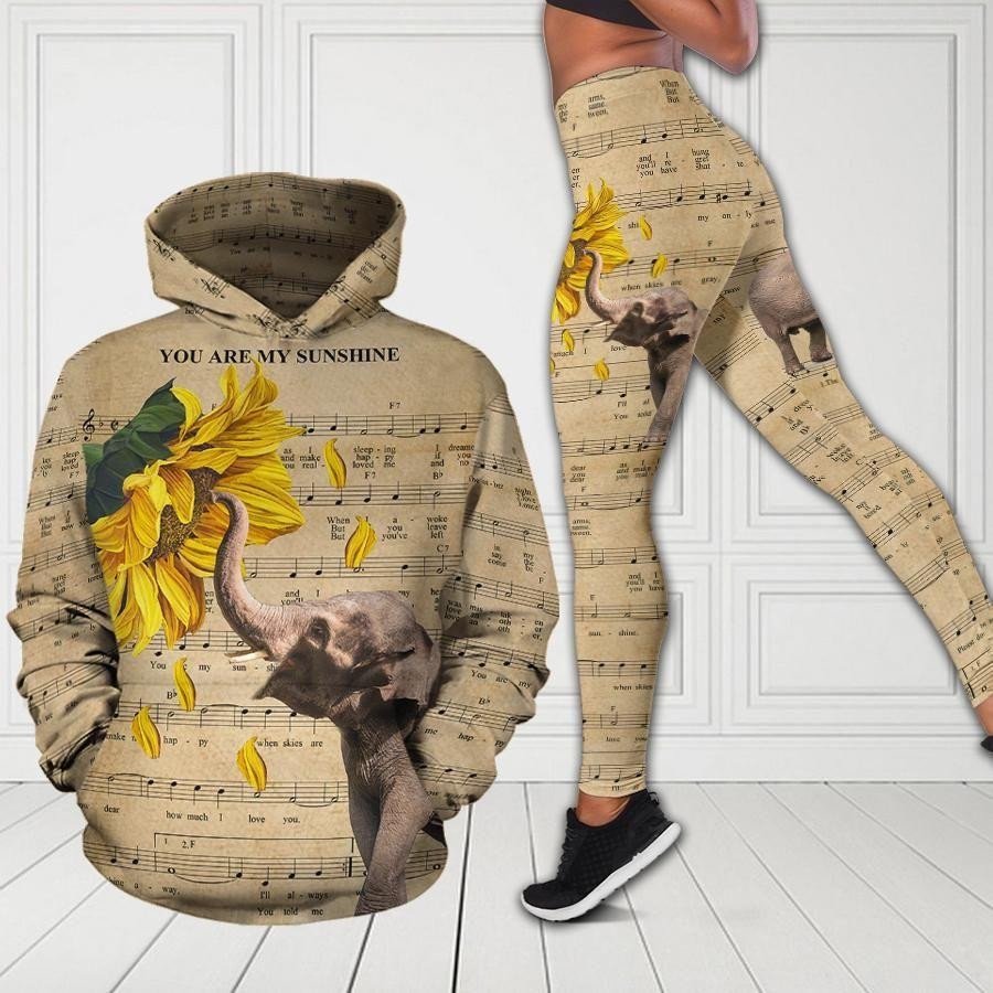 Elephants Are My Sunshine Cream Music Song 3D Hoodie Legging Set Combo