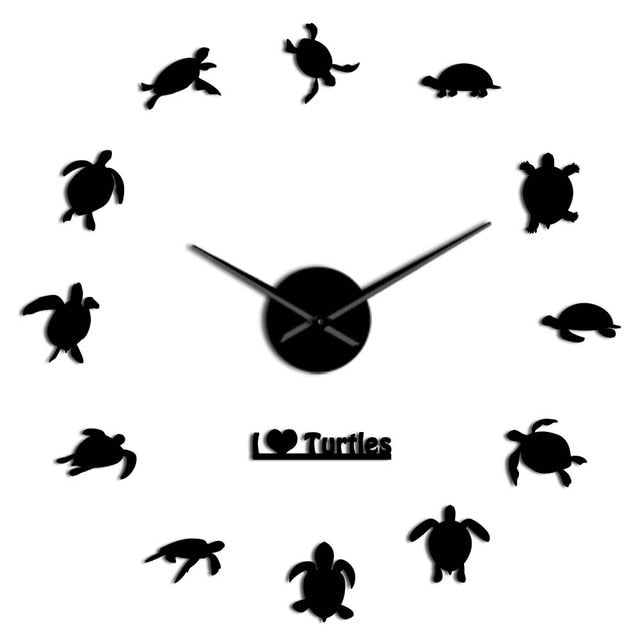 I Love Turtles Giant 3D Diy Wall Clock Sea Turtle Marine Animalhome Decor Wall Clock A53