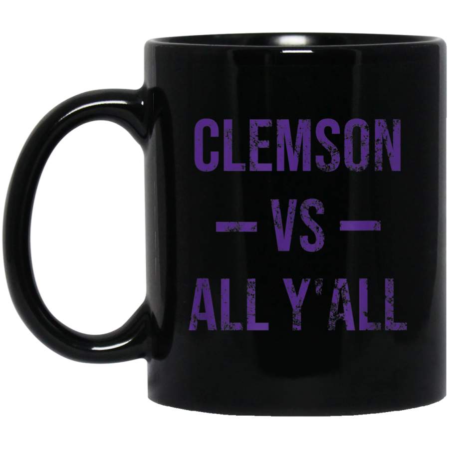 Clemson Vs All Y’All Vintage Weathered Southerner Black Mug