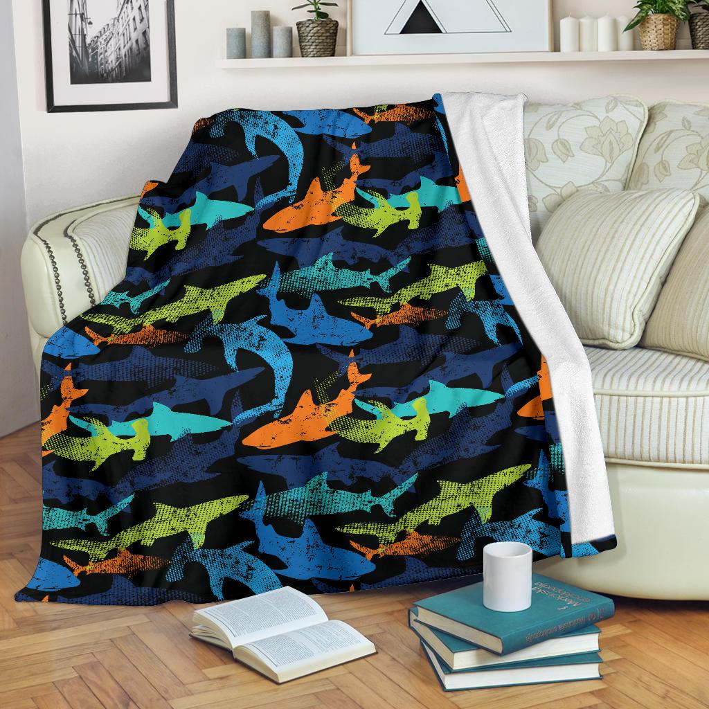 Colorful Shark Premium Blanket