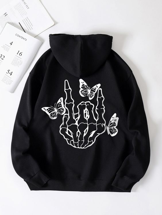 Skeleton And Butterfly Hoodie