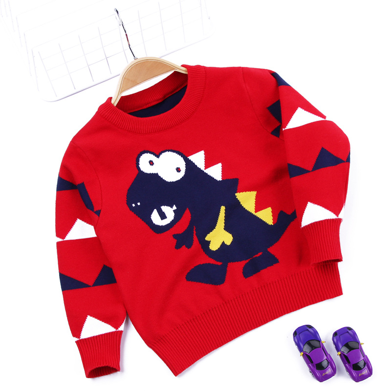 2-7T Toddler Kid Baby Boy Sweater Autumn Winter Warm Pullover Top Dinosaur Cartoon Cute Knitted Sweater Infant Clothes Outfit alx