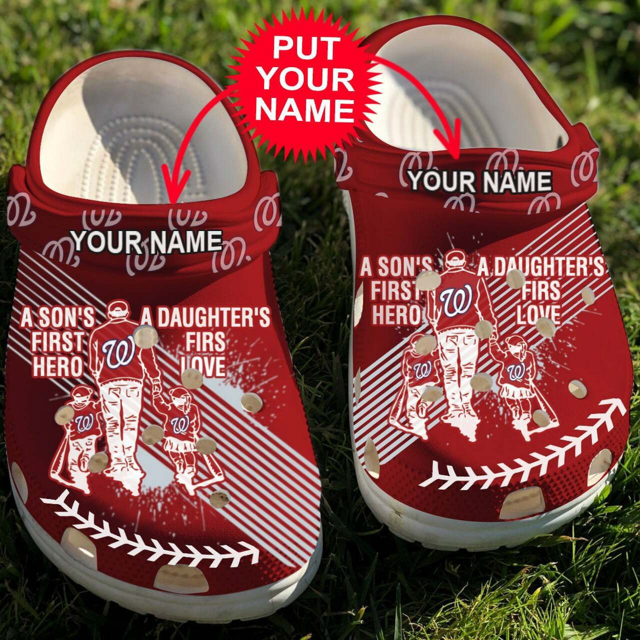 Personalized Dad And Son Daughter Mlb Washington Nationals Crocband Clogs