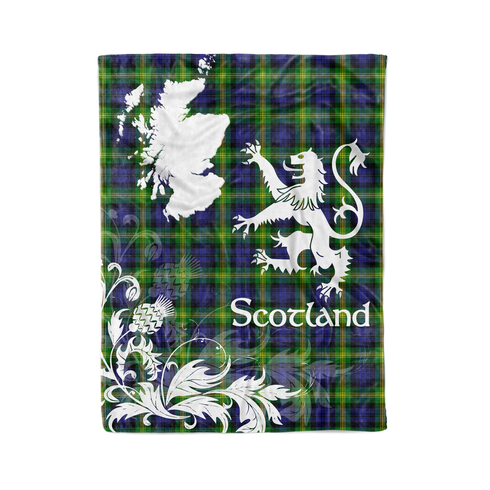 Tartan Plaid Fleece Blanket Tartan Blanket Thistle And Lion Scottish Clan Gordon Modern Plaid Blanket