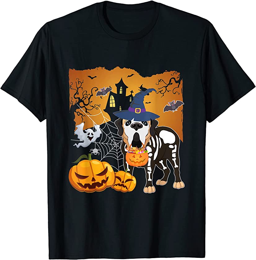 English Mastiff Skeleton Dog Pumpkin Halloween Costume T-Shirt ...